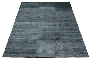 8x10 Charcoal and Silver Blended Hand knotted Bamboo Silk Area Rug