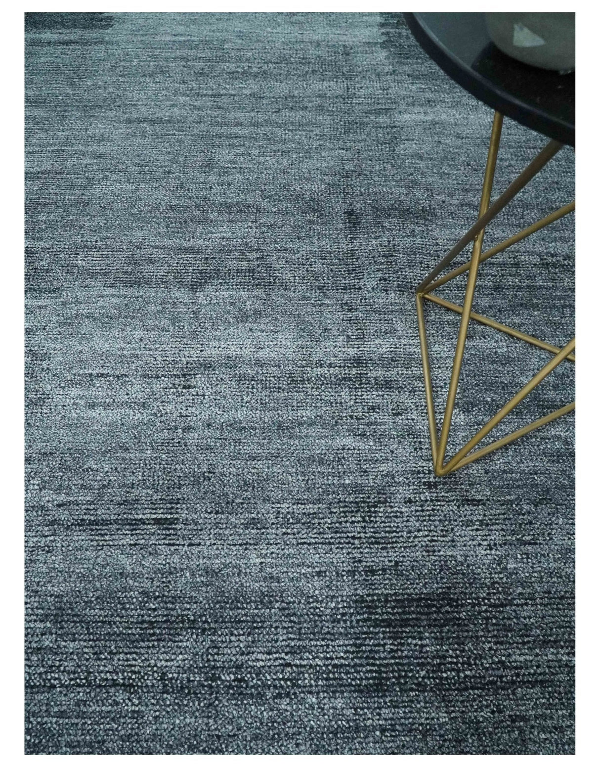 8x10 Charcoal and Silver Blended Hand knotted Bamboo Silk Area Rug