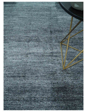 8x10 Charcoal and Silver Blended Hand knotted Bamboo Silk Area Rug