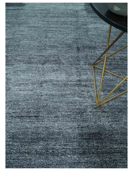 8x10 Charcoal and Silver Blended Hand knotted Bamboo Silk Area Rug