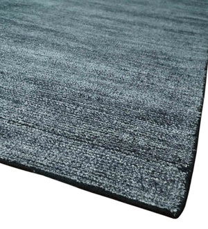 8x10 Charcoal and Silver Blended Hand knotted Bamboo Silk Area Rug