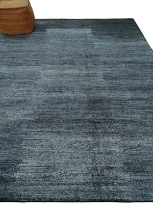 8x10 Charcoal and Silver Blended Hand knotted Bamboo Silk Area Rug