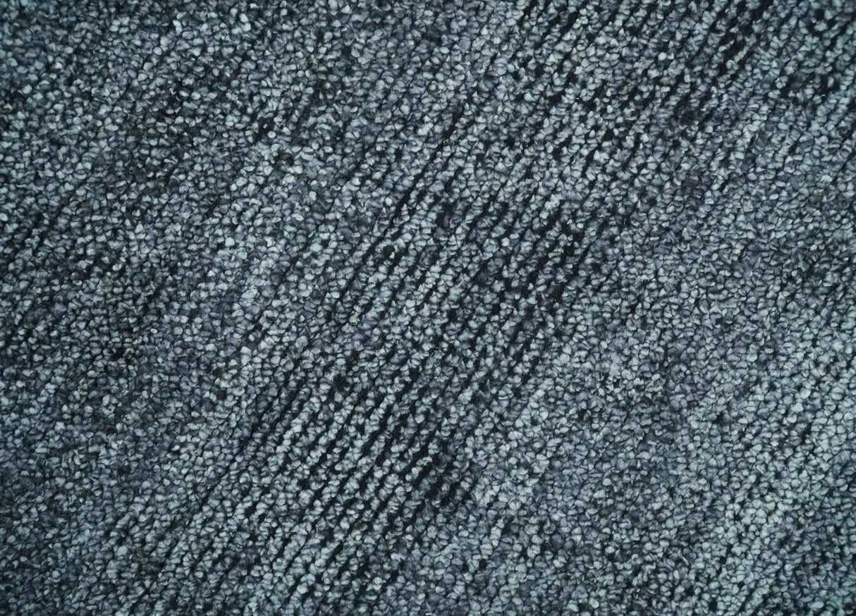 8x10 Charcoal and Silver Blended Hand knotted Bamboo Silk Area Rug