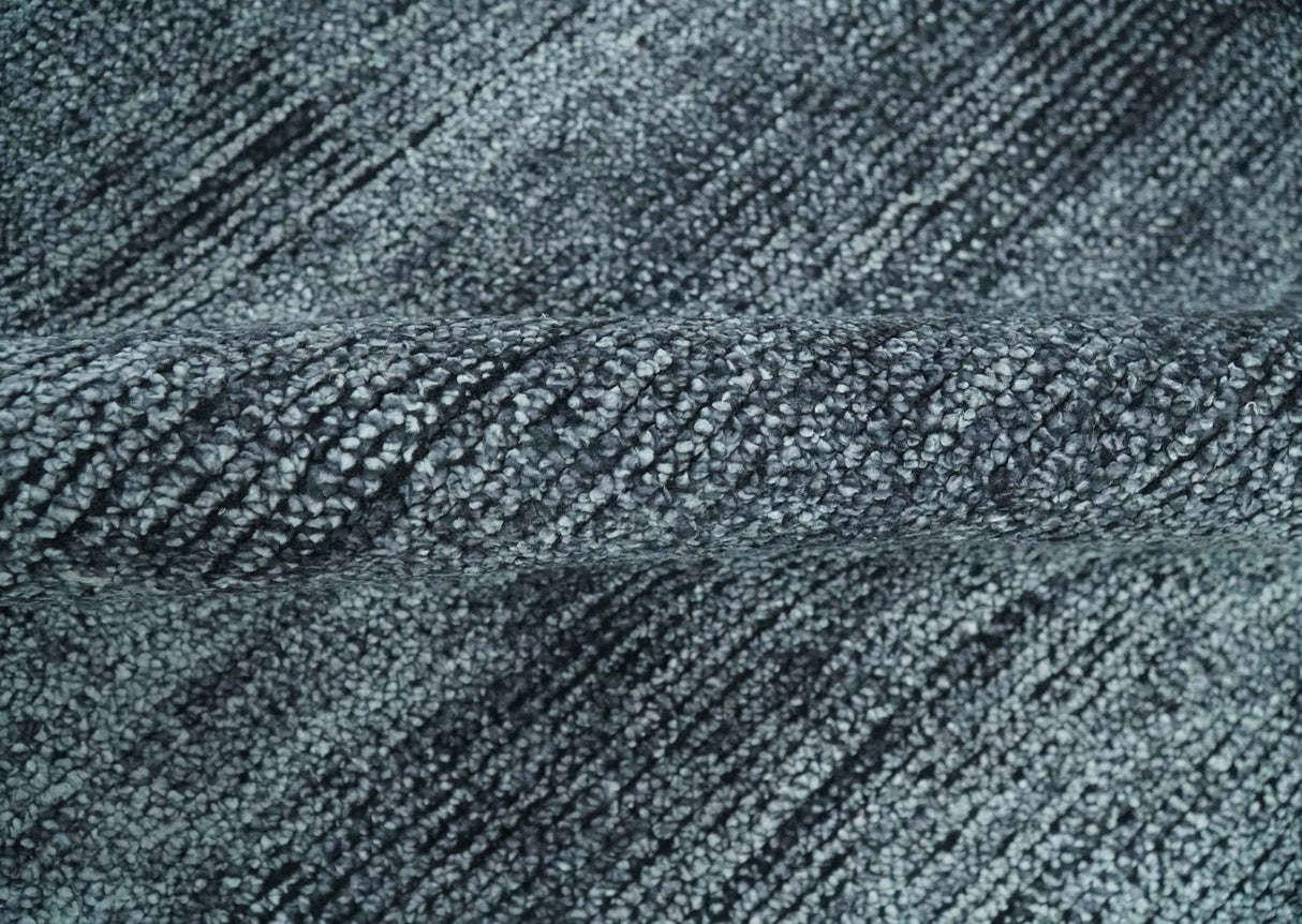 8x10 Charcoal and Silver Blended Hand knotted Bamboo Silk Area Rug