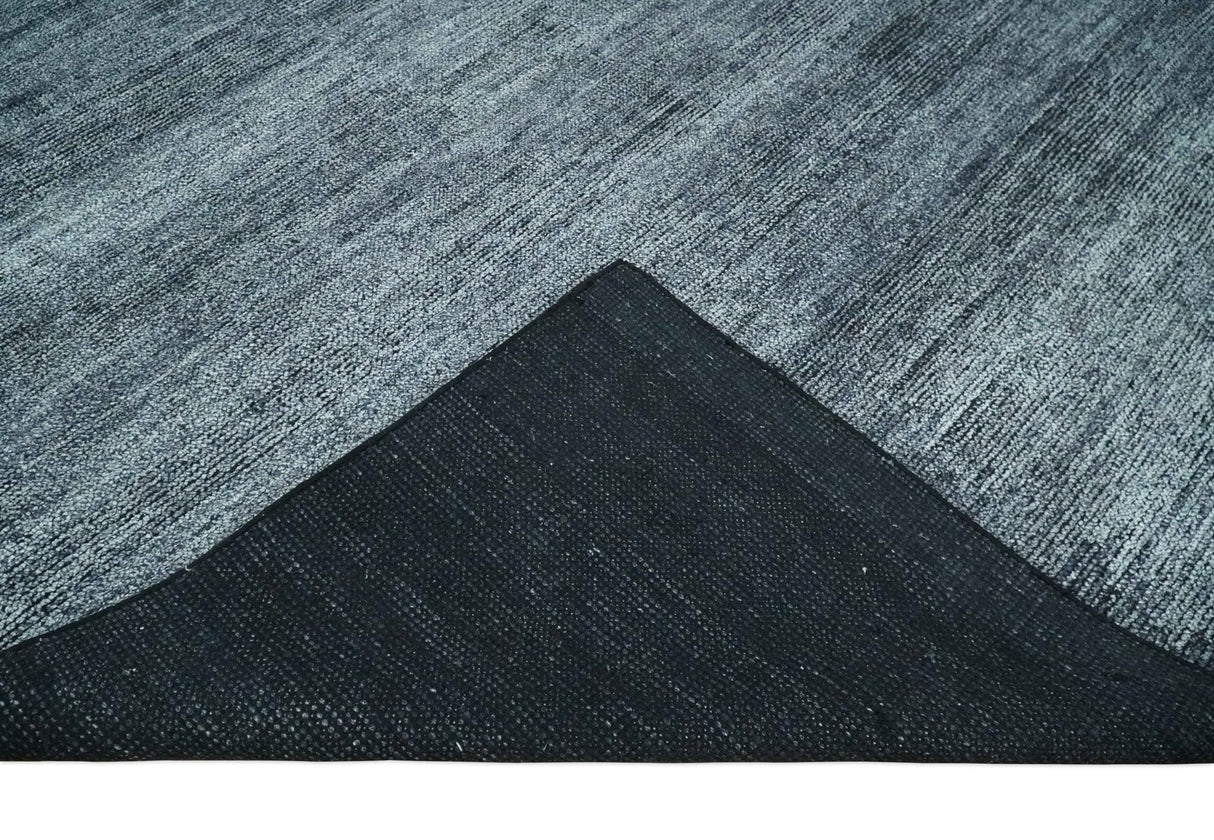 8x10 Charcoal and Silver Blended Hand knotted Bamboo Silk Area Rug
