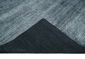 8x10 Charcoal and Silver Blended Hand knotted Bamboo Silk Area Rug