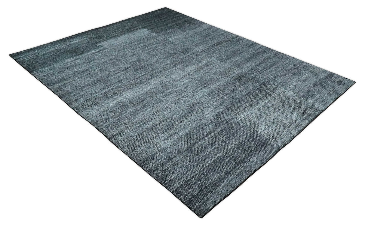 8x10 Charcoal and Silver Blended Hand knotted Bamboo Silk Area Rug