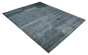 8x10 Charcoal and Silver Blended Hand knotted Bamboo Silk Area Rug