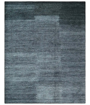 8x10 Charcoal and Silver Blended Hand knotted Bamboo Silk Area Rug
