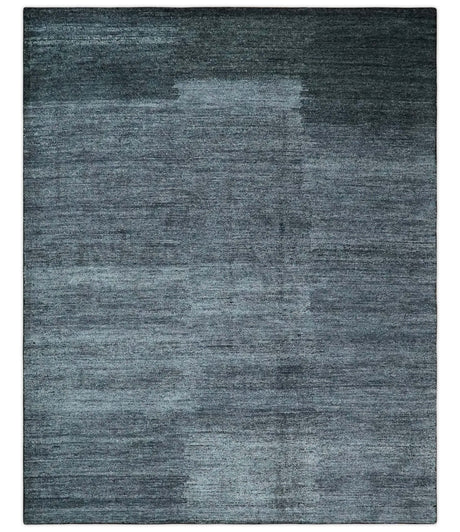 8x10 Charcoal and Silver Blended Hand knotted Bamboo Silk Area Rug