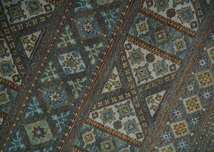 8x10 Fine Hand Knotted Brown and Blue Southwestern Traditional Antique Area Rug | AGR41