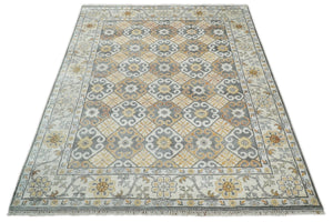 8x10 Fine Hand Knotted Camel and Beige Traditional Vintage Persian Style Antique Silk Rug | TRDCP536810