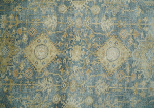 8x10 Fine Hand Knotted Teal and Beige Traditional Vintage Persian Style Mahal Antique Wool Rug | TRDCP496810