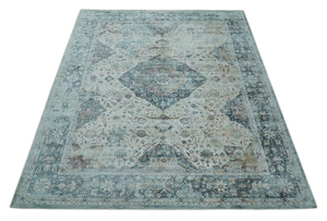 8x10 Gray, Beige and Brown Traditional Vintage Style Hand Tufted Art Silk Area Rug