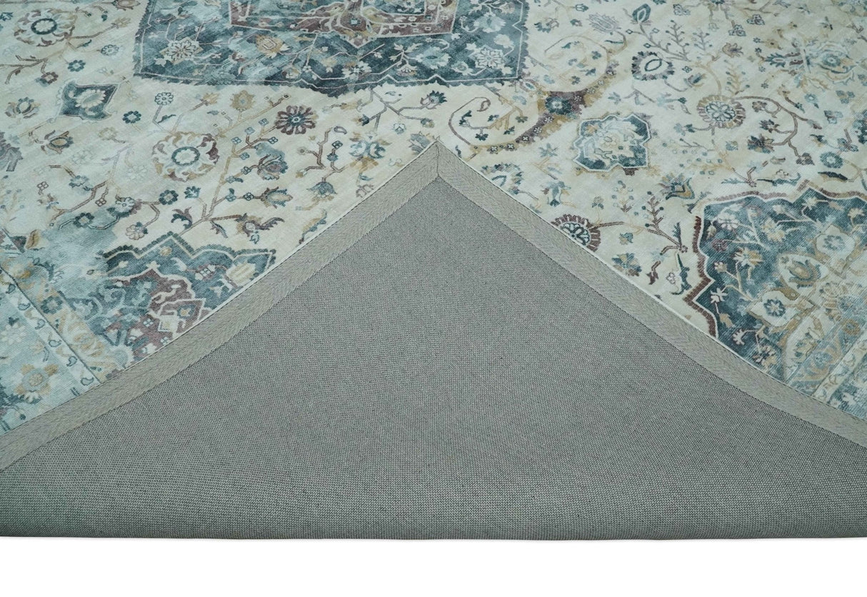 8x10 Gray, Beige and Brown Traditional Vintage Style Hand Tufted Art Silk Area Rug