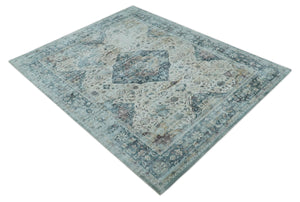 8x10 Gray, Beige and Brown Traditional Vintage Style Hand Tufted Art Silk Area Rug