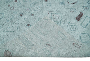 8x10 Gray and Silver Geometrical Pattern Handmade Wool Area Rug