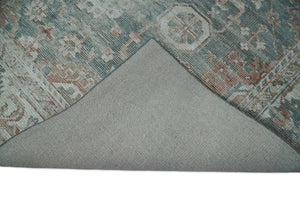 8x10 Green and Ivory Rug | Handmade Floral Area rug made with wool blended with art silk Low Pile | PR03