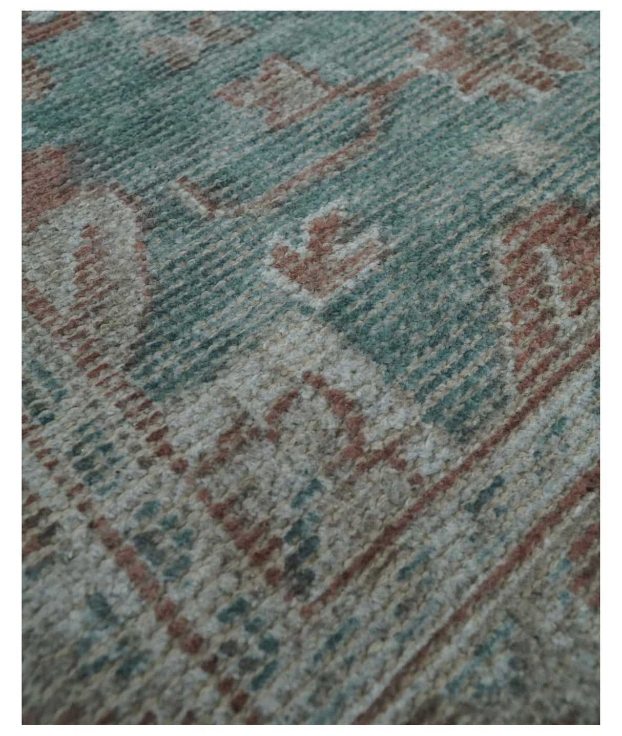 8x10 Green and Ivory Rug | Handmade Floral Area rug made with wool blended with art silk Low Pile | PR03