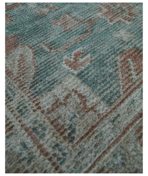 8x10 Green and Ivory Rug | Handmade Floral Area rug made with wool blended with art silk Low Pile | PR03