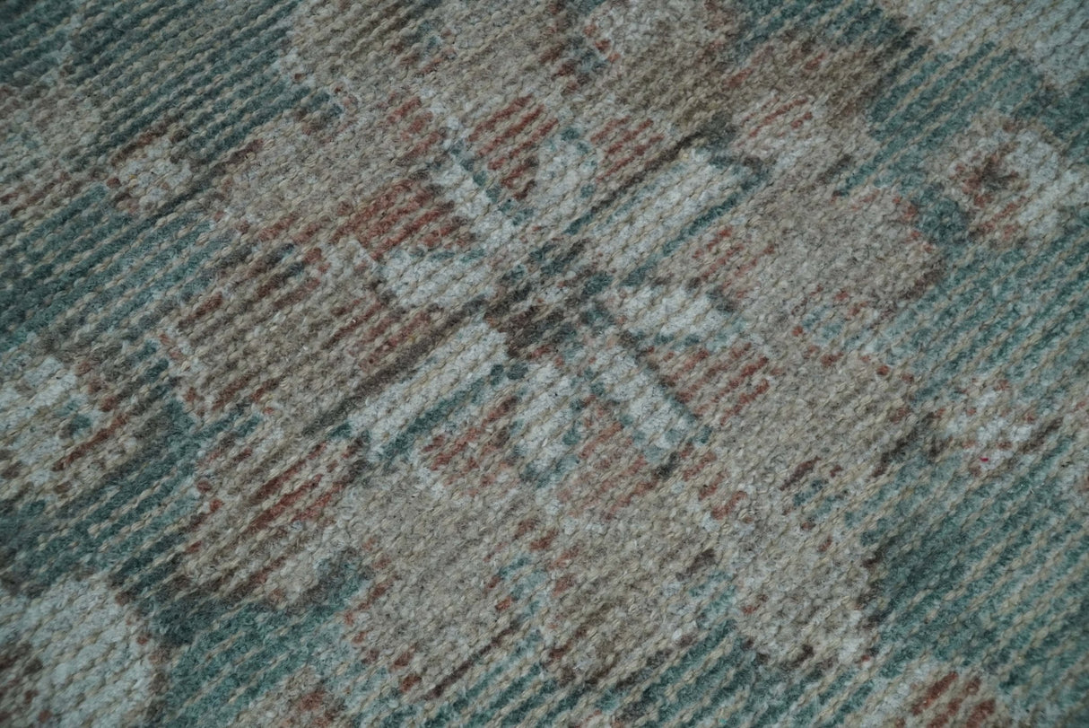 8x10 Green and Ivory Rug | Handmade Floral Area rug made with wool blended with art silk Low Pile | PR03