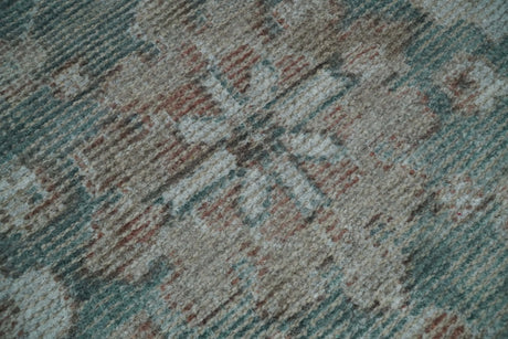 8x10 Green and Ivory Rug | Handmade Floral Area rug made with wool blended with art silk Low Pile | PR03
