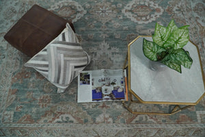 8x10 Green and Ivory Rug | Handmade Floral Area rug made with wool blended with art silk Low Pile | PR03