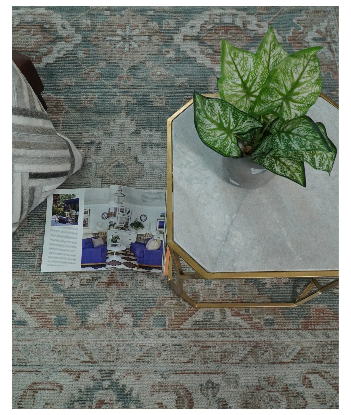 8x10 Green and Ivory Rug | Handmade Floral Area rug made with wool blended with art silk Low Pile | PR03