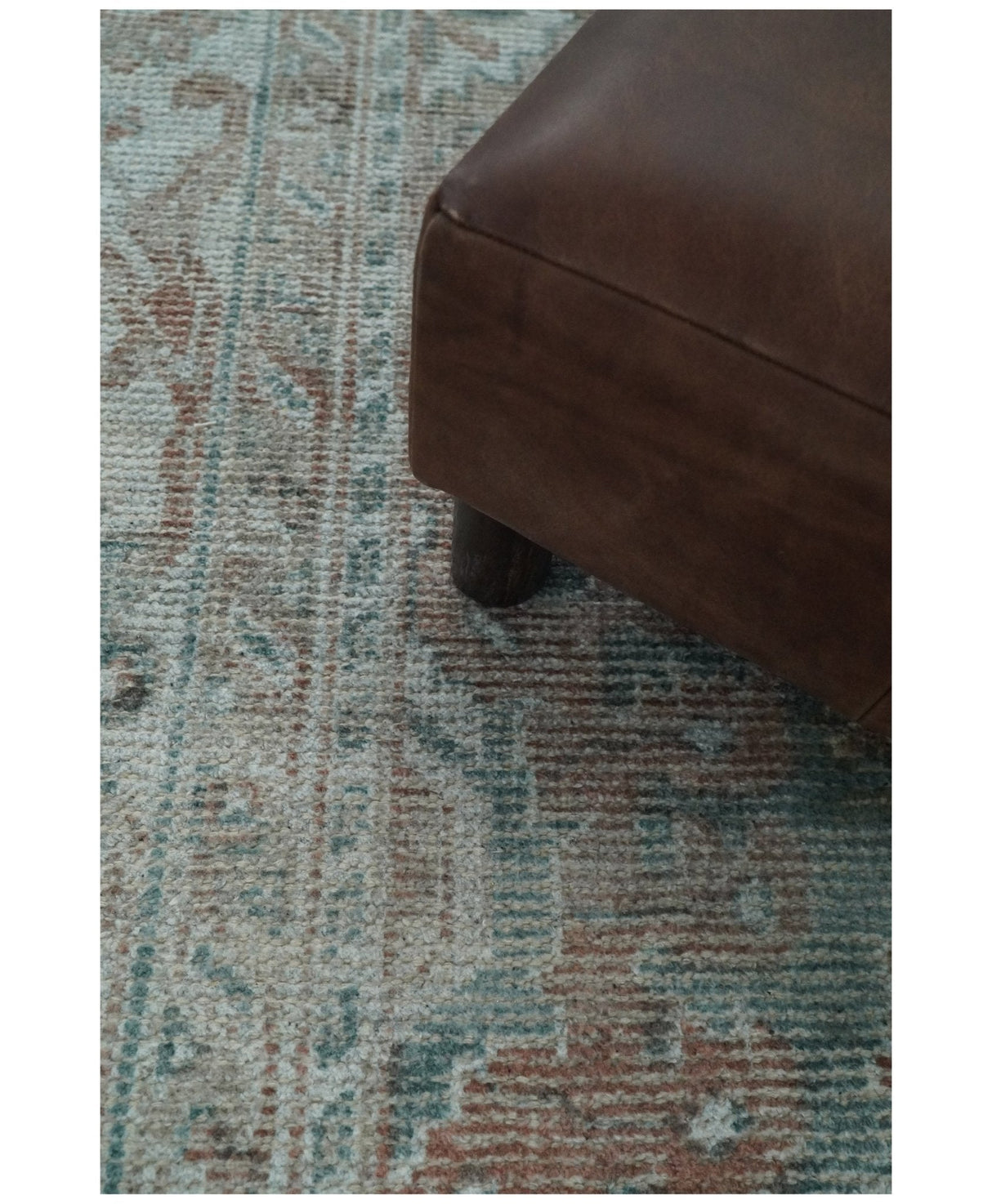 8x10 Green and Ivory Rug | Handmade Floral Area rug made with wool blended with art silk Low Pile | PR03