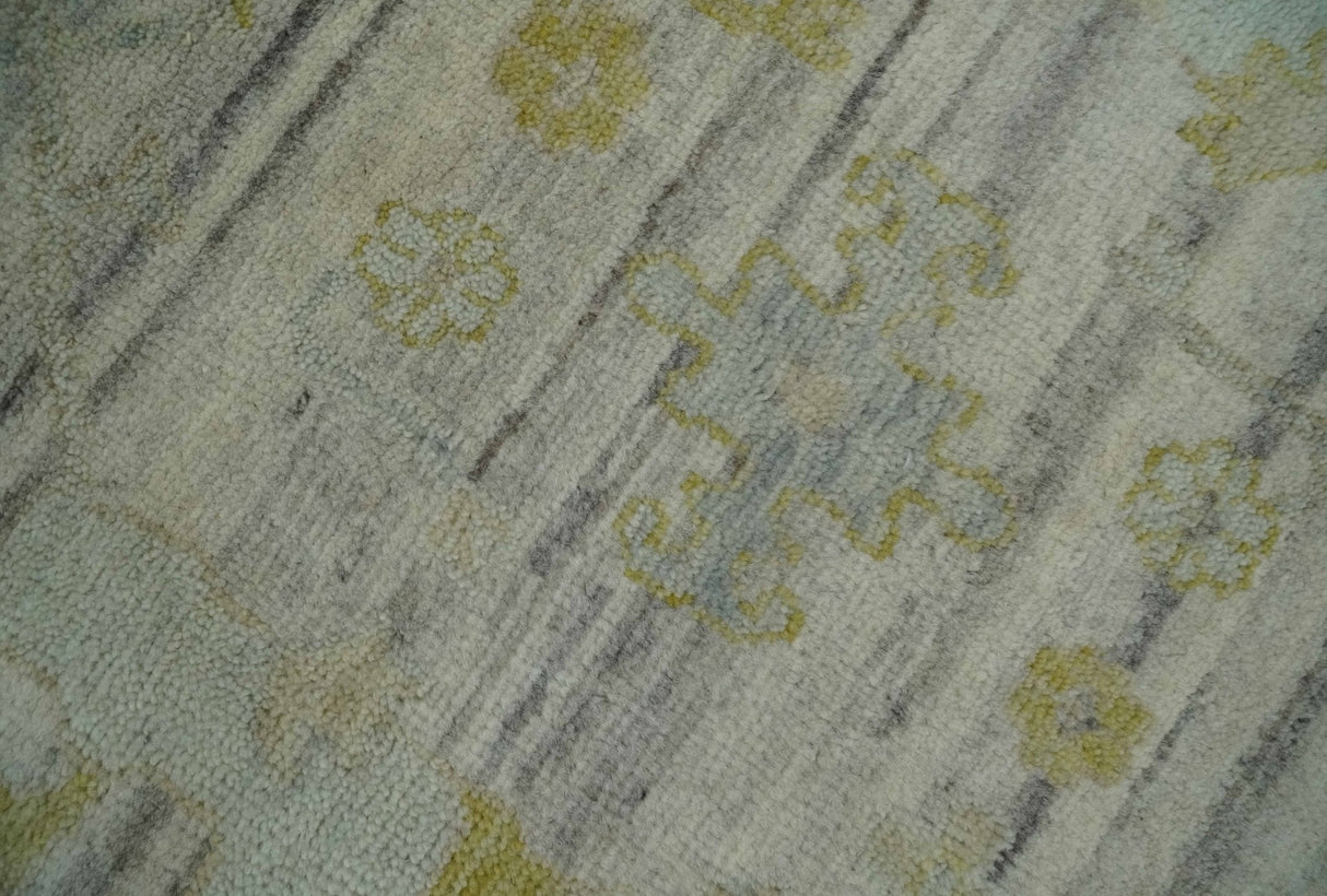 8x10 Hand Knotted Antique Ivory, Silver and Olive Traditional Wool Rug