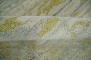 8x10 Hand Knotted Antique Ivory, Silver and Olive Traditional Wool Rug