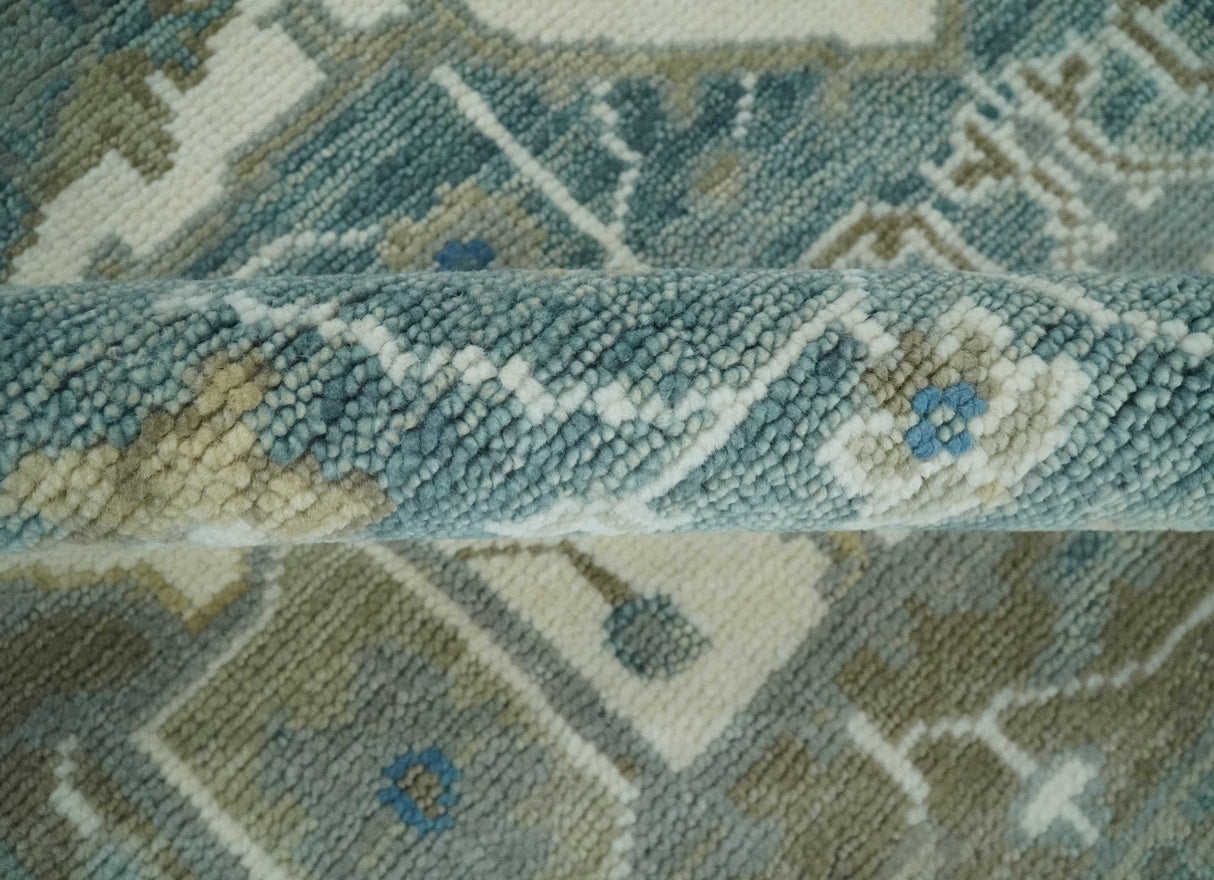 8x10 Hand Knotted Beige, Ivory and Gray Traditional Turkish Design Wool Area Rug