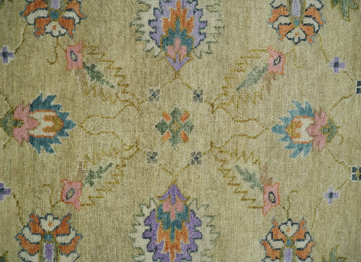 8x10 Hand Knotted Brown and Olive Traditional Vintage Persian Oushak Antique Wool Rug | TRDCP962810