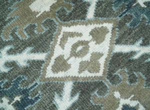 8x10 Hand Knotted Gray, Blue and Ivory Traditional Persian Oushak Wool Rug | AC6810