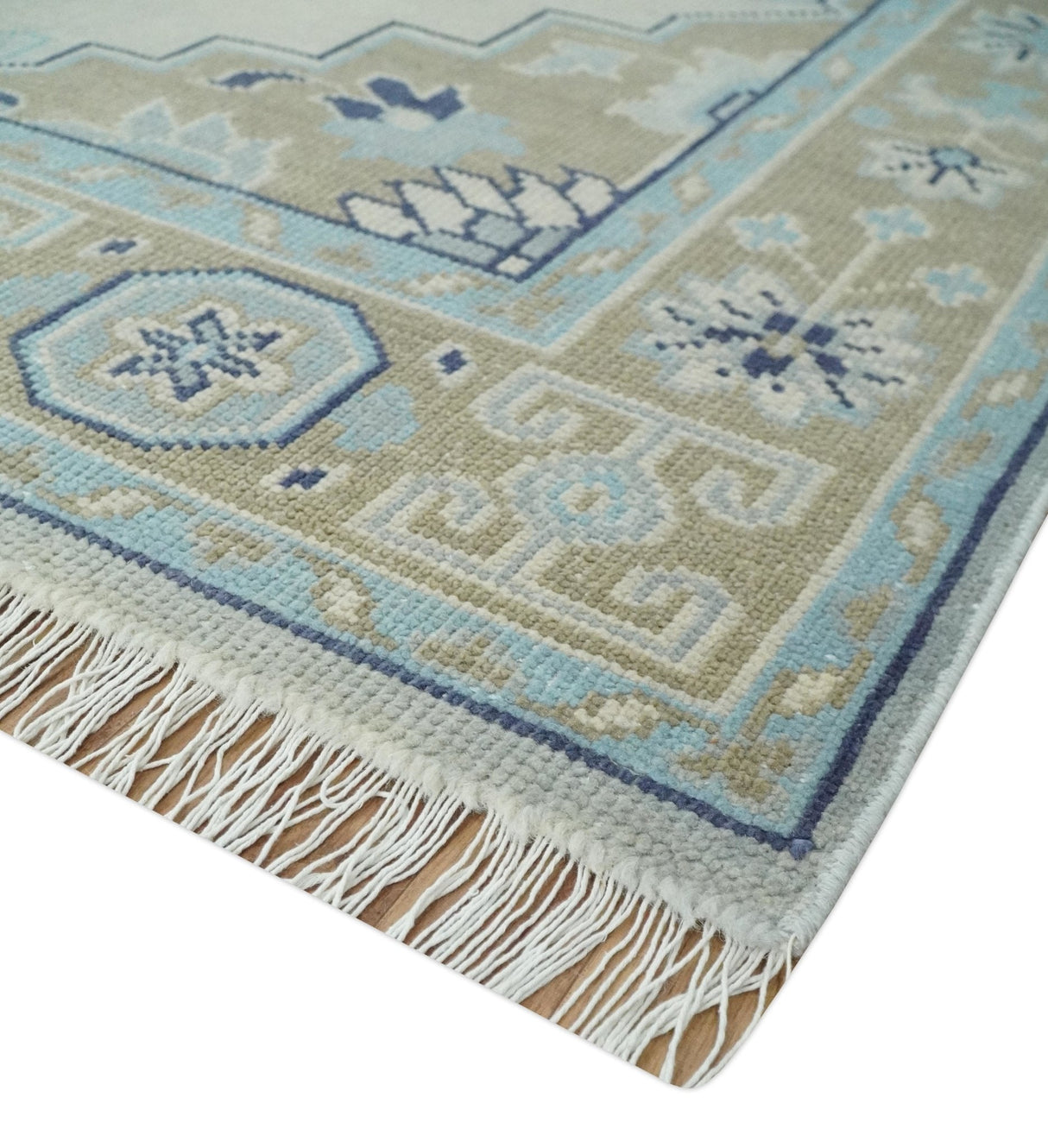 8x10 Hand Knotted Heriz Serapi Blue, Beige and Brown Traditional Antique Persian Area Rug | AC29810