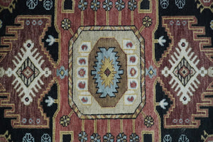 8x10 Hand Knotted Ivory, Black and Rust Traditional Heriz Serapi Antique Wool Rug | TRDCP753