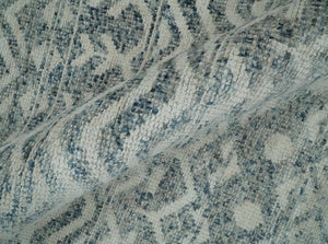 8x10 Hand Knotted Ivory, Gray and Blue Modern Contemporary Southwestern Tribal Trellis Recycled Silk Area Rug | OP40