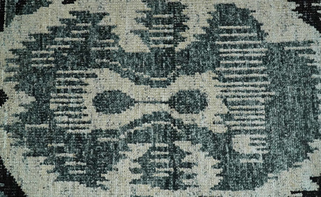 8x10 Hand Knotted Ivory, Teal and Black Antique Persian Style Contemporary Recycled Silk Area Rug | OP39