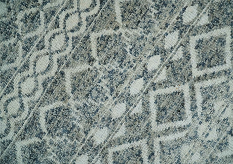 8x10 Hand Knotted Ivory and Gray Modern Contemporary Southwestern Tribal Trellis Recycled Silk Area Rug | OP47