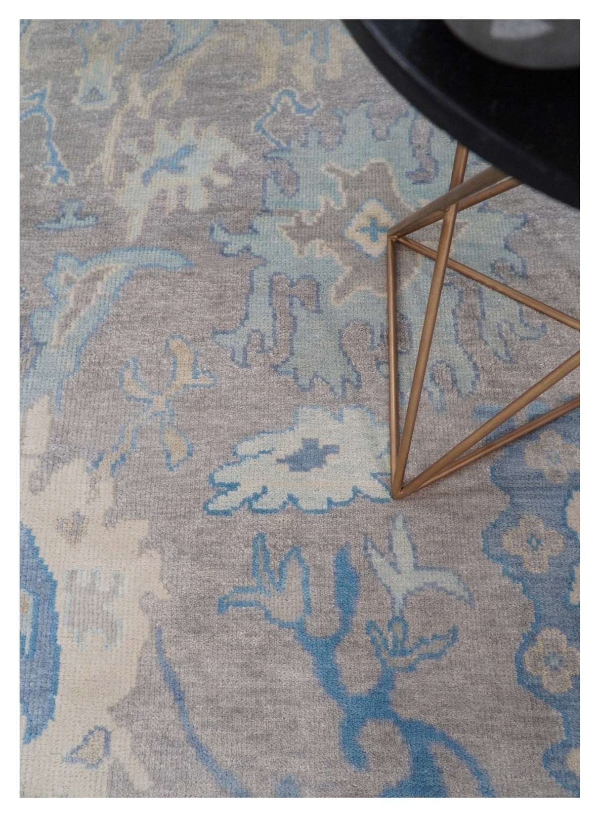 8x10 Hand Knotted Lavender Blue and Beige Traditional Persian Oushak Wool Rug | TRDCP761810