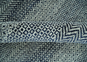 8x10 Hand Knotted Modern Geometric Trellis Scandinavian Blue, Ivory and Silver Wool Area Rug | TRDCP938810