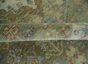 8x10 Hand Knotted Olive and Ivory Traditional Vintage Heriz Serapi Antique Wool Rug | TRDCP1076S