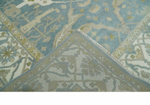 8x10 Hand Knotted Oriental Oushak Gray, Ivory and Beige Wool Area Rug | TRDCP1166810