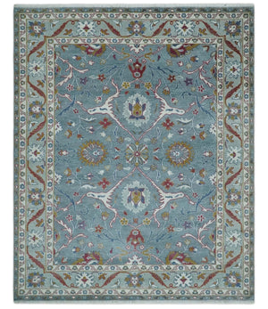 8x10 Hand Knotted Oriental Oushak Gray and Silver Wool Area Rug