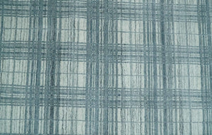 8x10 Hand Made Checkered Ivory and Blue Scandinavian Blended Wool Flatwoven Area Rug | KE21