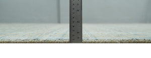 8x10 Hand Made Modern Stripes Camel and Silver Scandinavian Blended Wool Flatwoven Area Rug | KE20