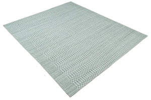 8x10 Hand Made Modern Trellis Ivory and Brown Scandinavian Blended Wool Flatwoven Area Rug | KE7