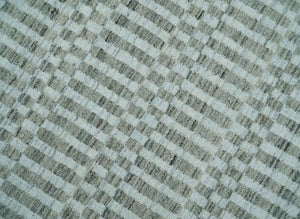 8x10 Hand Made Modern Trellis Ivory and Brown Scandinavian Blended Wool Flatwoven Area Rug | KE7