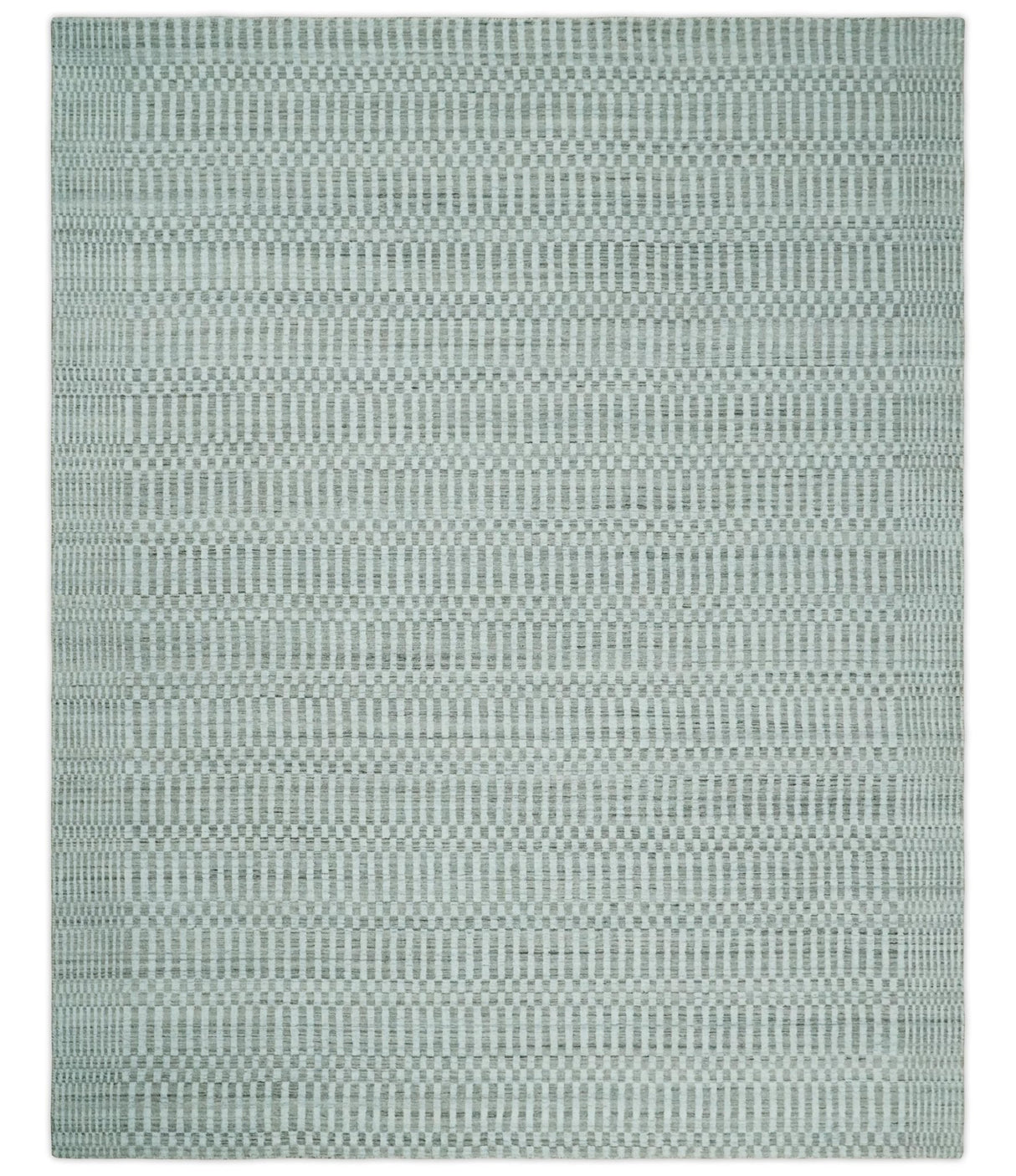 8x10 Hand Made Modern Trellis Ivory and Brown Scandinavian Blended Wool Flatwoven Area Rug | KE7