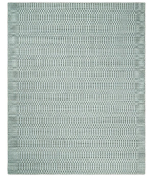 8x10 Hand Made Modern Trellis Ivory and Brown Scandinavian Blended Wool Flatwoven Area Rug | KE7